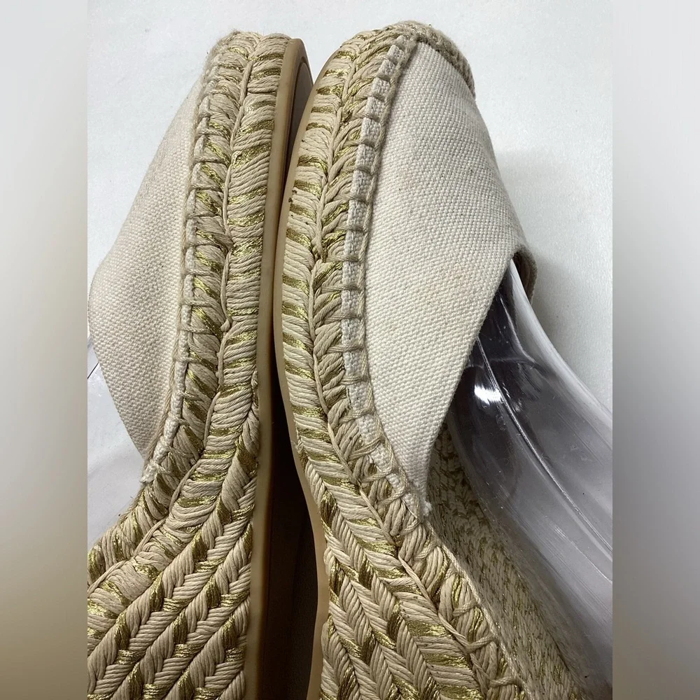Tory Burch Espardille Beige Wedge Sandal Women's Size 10